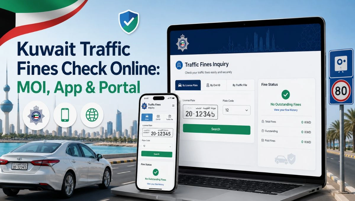 Kuwait Traffic Fines Check Online: MOI, App & Portal